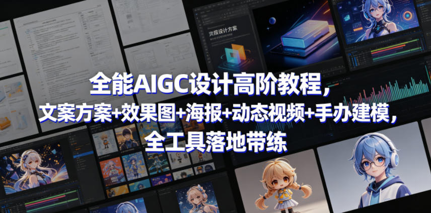 全能AIGC设计高阶教程，文案方案+效果图+海报+动态视频+手办建模，全工具落地带练-轻创终点站