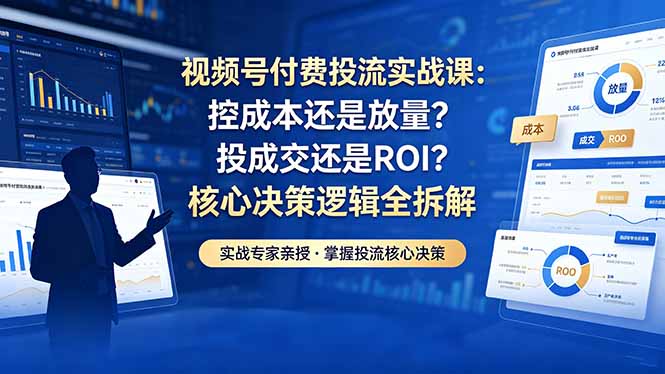 视频号付费投流实战课-5月：控成本还是放量？投成交还是ROI？核心决策逻辑全拆解-轻创终点站