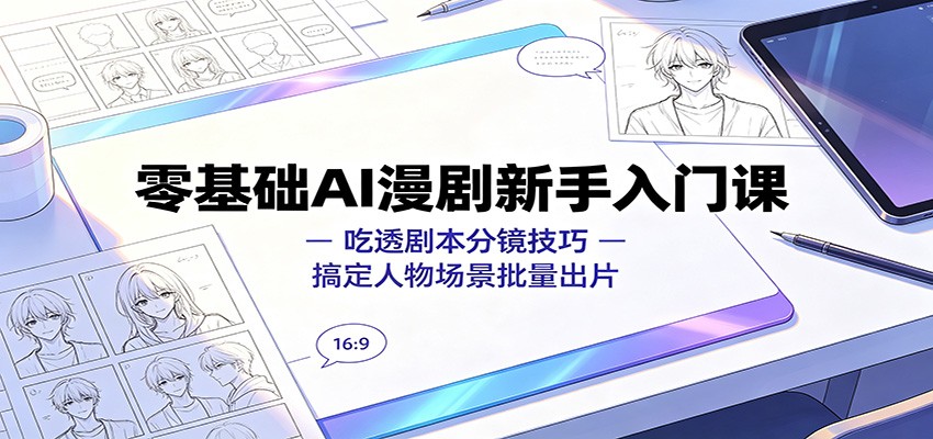 零基础AI漫剧新手入门课:吃透剧本分镜技巧,搞定人物场景批量出片-轻创终点站