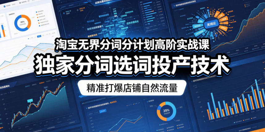 淘宝无界分词分计划高阶实战课，独家分词选词投产技术，精准打爆店铺自然流量-轻创终点站