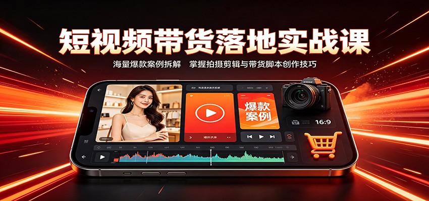 短视频带货落地实战课:海量爆款案例拆解,掌握拍摄剪辑与带货脚本创作技巧-轻创终点站