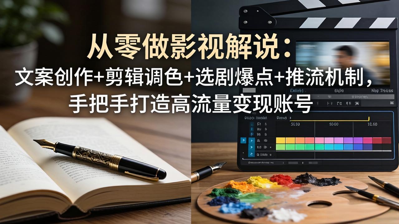 从零做影视解说：文案创作+剪辑调色+选剧爆点+推流机制，手把手打造高流量变现账号-轻创终点站