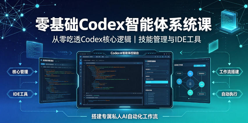 零基础Codex智能体系统课|从零吃透Codex核心逻辑、技能管理与IDE工具,搭建专属私人AI自动化工作流-轻创终点站