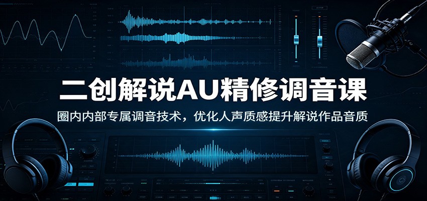 二创解说AU精修调音课：圈内内部专属调音技术，优化人声质感提升解说作品音质-轻创终点站