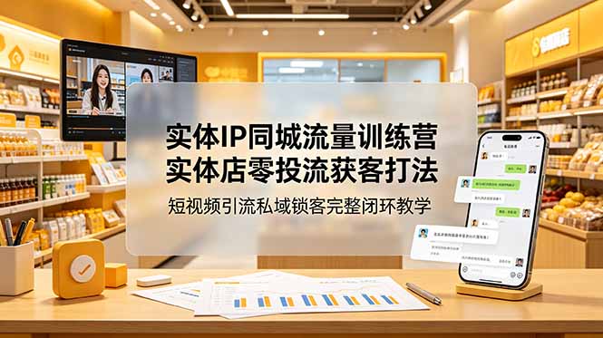 实体IP同城流量训练营:实体店零投流获客打法,短视频引流私域锁客完整闭环教学-轻创终点站