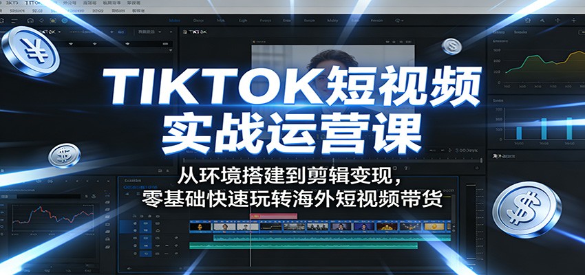 TIKTOK短视频实战运营课：从环境搭建到剪辑变现，零基础快速玩转海外短视频带货-轻创终点站