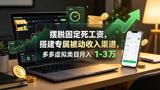 摆脱固定死工资，搭建专属被动收入渠道，多多虚拟类目月入 1-3 万-轻创终点站