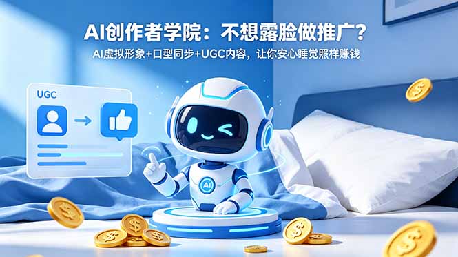 AI创作者学院：不想露脸做推广？AI虚拟形象+口型同步+UGC内容，让你安心睡觉照样赚钱-轻创终点站