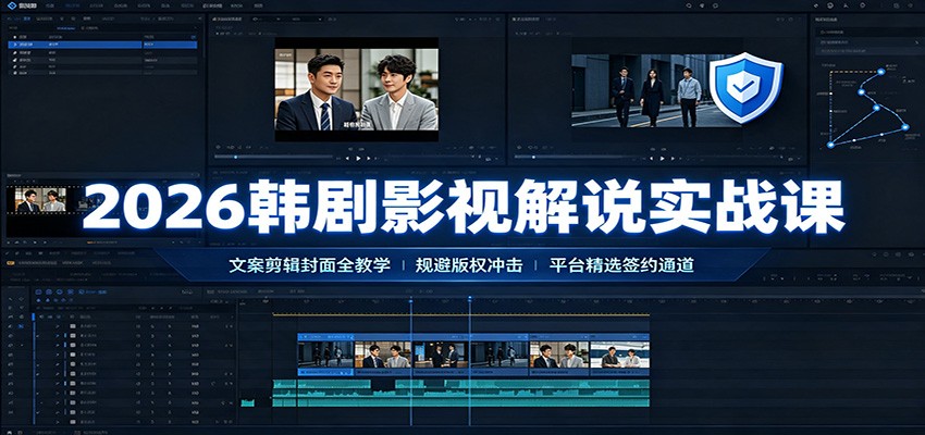2026韩剧影视解说实战课：文案剪辑封面全教学，规避版权冲击平台精选签约通道-轻创终点站