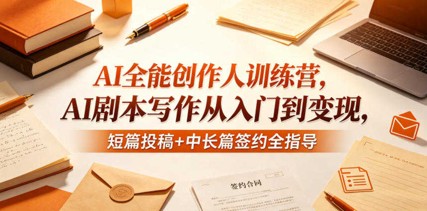 AI全能创作人训练营，AI剧本写作从入门到变现，短篇投稿+中长篇签约全指导-轻创终点站