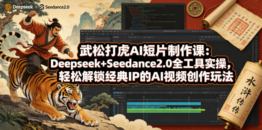 武松打虎AI短片制作课：Deepseek+Seedance2.0全工具实操，轻松解锁经典IP的AI视频创作玩法-轻创终点站