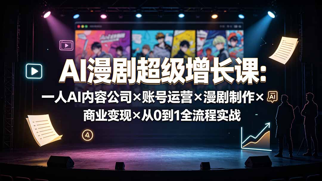 AI漫剧超级增长课:一人AI内容公司×账号运营×漫剧制作×商业变现×从0到1全流程实战-轻创终点站
