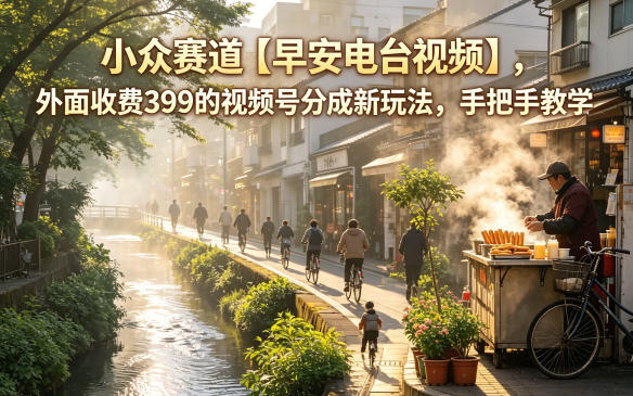 小众赛道【早安电台视频】，外面收费399的视频号分成新玩法，手把手教学-轻创终点站