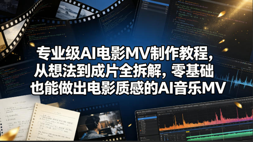专业级AI电影MV制作教程，从想法到成片全拆解，零基础也能做出电影质感的AI音乐MV-轻创终点站