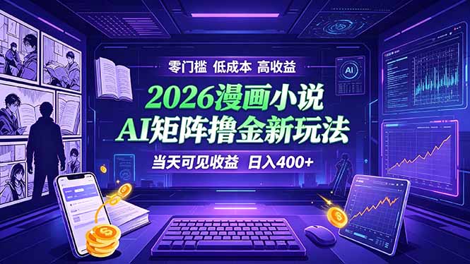 爆款小说漫画大阅读    ai矩阵操作    当天可见收益  日入400+    零门槛    高收益-轻创终点站