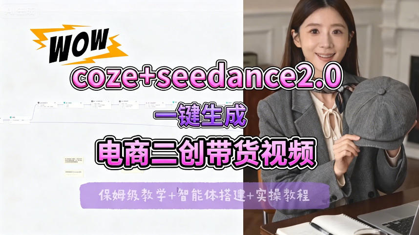 【Coze工作流搭建实操教程】seedance2.0+coze一键生成电商二创带货视频，全流程保姆级教学-轻创终点站