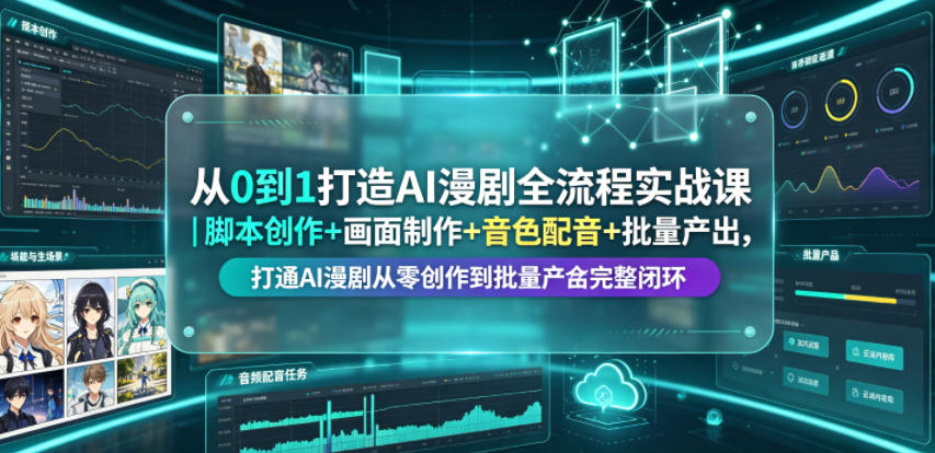 从0到1打造AI漫剧全流程实战课|脚本创作+画面制作+音色配音+批量产出,打通AI漫剧从零创作到批量量产完整闭环-轻创终点站