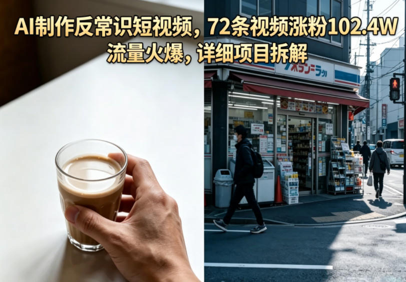 AI制作反常识短视频,72条视频涨粉102.4W,流量火爆,详细项目拆解-轻创终点站