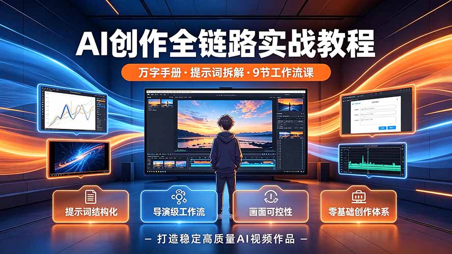 AI创作全链路实战教程｜万字手册·提示词拆解·9节工作流课，打造稳定高质量AI视频作品-轻创终点站