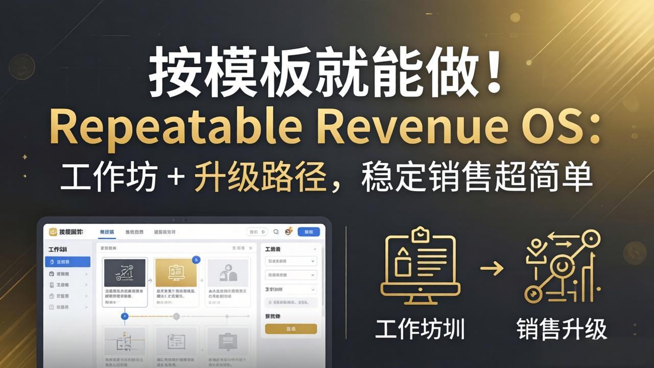 按模板就能做！Repeatable Revenue OS：工作坊 + 升级路径，稳定销售超简单-轻创终点站