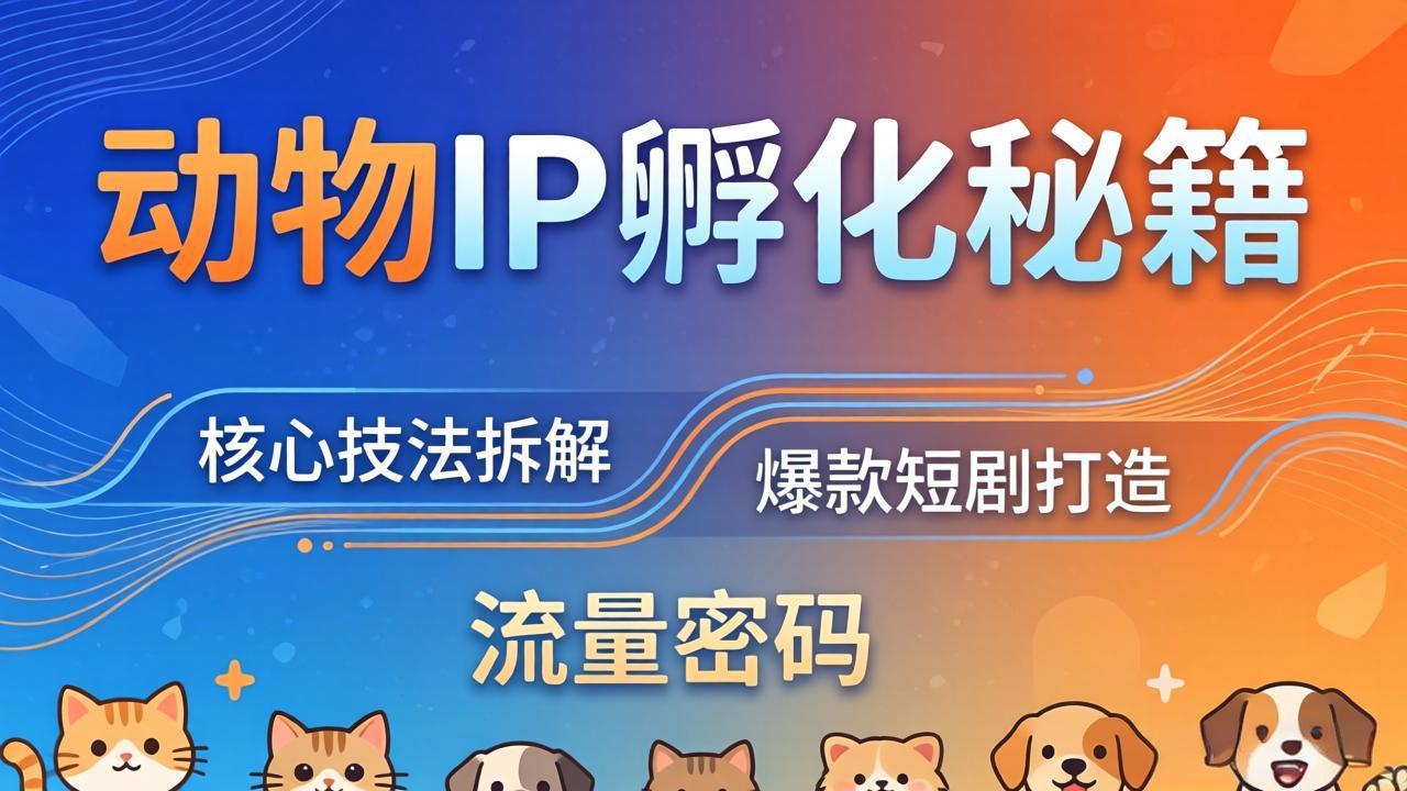 动物IP孵化全套秘籍，三大核心技法拆解，打造爆款萌宠短剧，轻松拿捏赛道流量密码-轻创终点站