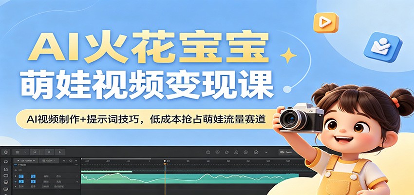 AI火花宝宝萌娃视频变现课：AI视频制作+提示词技巧，低成本抢占萌娃流量赛道-轻创终点站