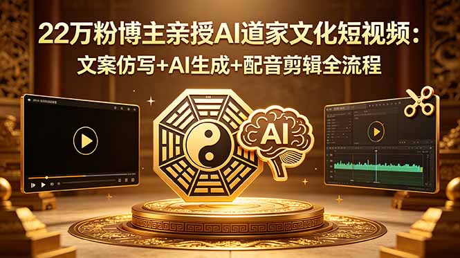 22万粉博主亲授AI道家文化短视频：文案仿写+AI生成+配音剪辑全流程-轻创终点站