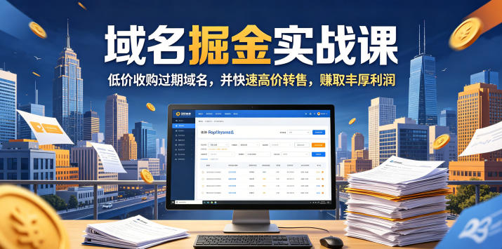域名交易掘金实战课，低价收购过期域名，并快速高价转售，賺取丰厚利润【原创双语字幕】-轻创终点站