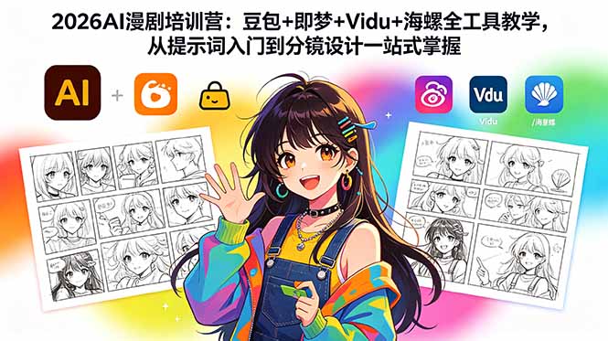 2026AI漫剧培训营：豆包+即梦+Vidu+海螺全工具教学，从提示词入门到分镜设计一站式掌握-轻创终点站