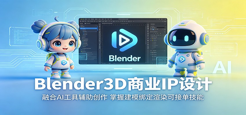 Blender3D商业IP设计：融合AI工具辅助创作，掌握建模绑定渲染可接单技能-轻创终点站