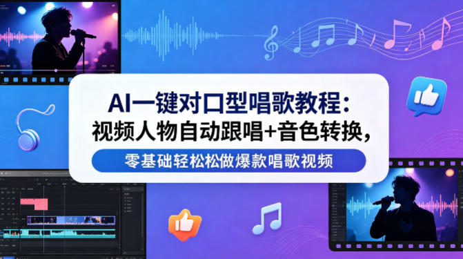 AI一键对口型唱歌教程：视频人物自动跟唱+音色转换，零基础轻松做爆款唱歌视频-轻创终点站
