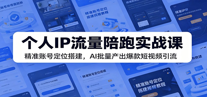 个人IP流量陪跑实战课:精准账号定位搭建,AI批量产出爆款短视频引流-轻创终点站