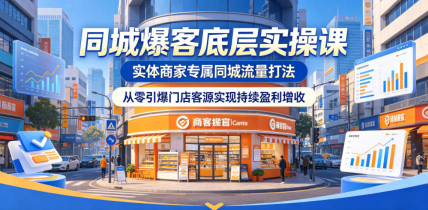 同城爆客底层实操课，实体商家专属同城流量打法，从零引爆门店客源实现持续盈利增收-轻创终点站