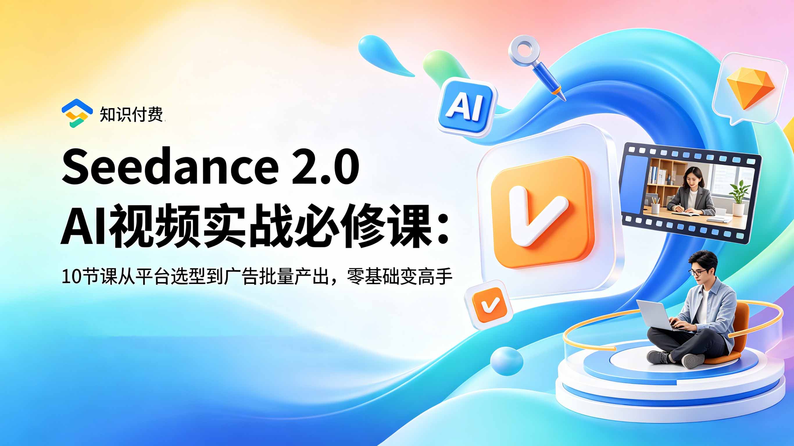 Seedance 2.0 AI视频实战必修课：10节课从平台选型到广告批量产出，零基础变高手-轻创终点站