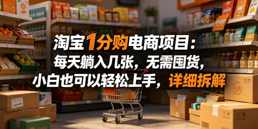 淘宝1分购电商项目：每天躺入几张，无需囤货，小白也可以轻松上手，详细拆解-轻创终点站