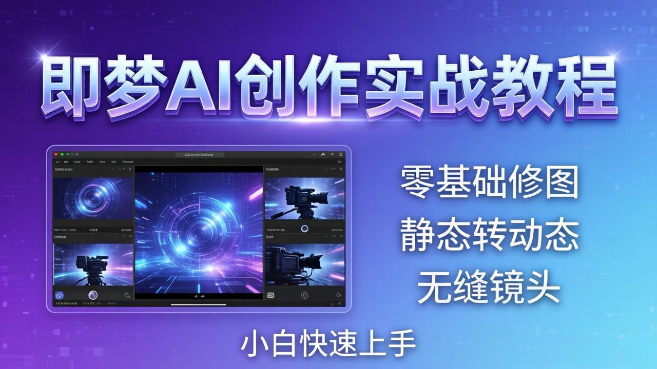 即梦AI创作实战教程，从零基础修图到AI导演，实战教学静态转动态+无缝镜头，小白快速上手-轻创终点站