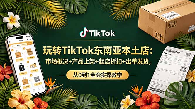 玩转TikTok东南亚本土店：市场概况+产品上架+起店折扣+出单发货，从0到1全套实操教学-轻创终点站