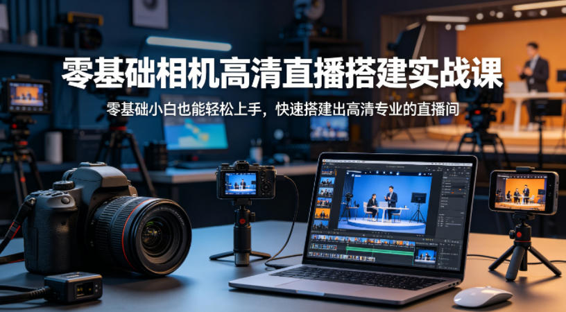 零基础相机高清直播间搭建实战课，小白也能轻松上手，快速搭建出高清专业的直播间-轻创终点站