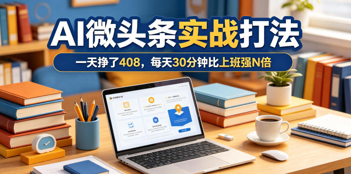 一天挣了408，AI微头条实战打法，每天30分钟比上班强N倍-轻创终点站