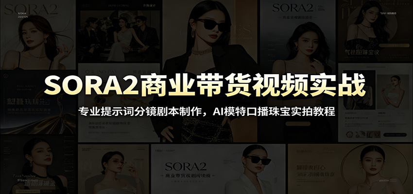 SORA2商业带货视频实战：专业提示词分镜剧本制作，AI模特口播珠宝实拍教程-轻创终点站