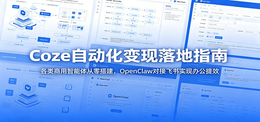 Coze自动化变现落地指南：各类商用智能体从零搭建，OpenClaw对接飞书实现办公提效-轻创终点站