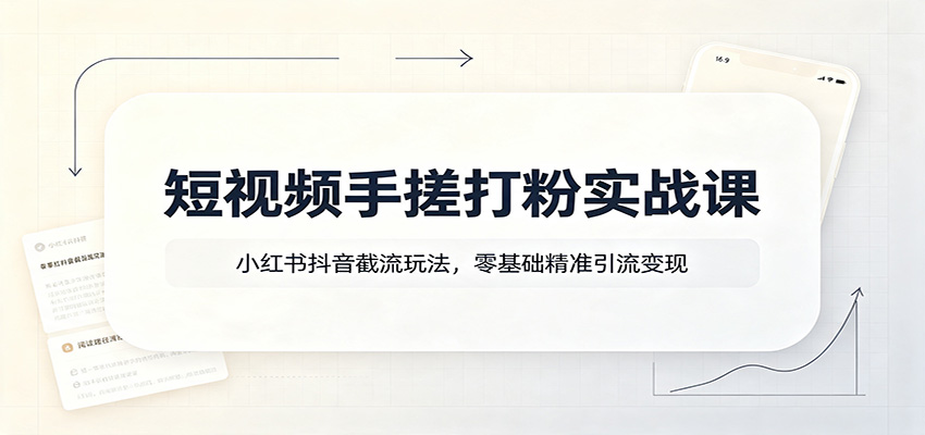 短视频手搓打粉实战课:小红书抖音截流玩法,零基础精准引流变现-轻创终点站