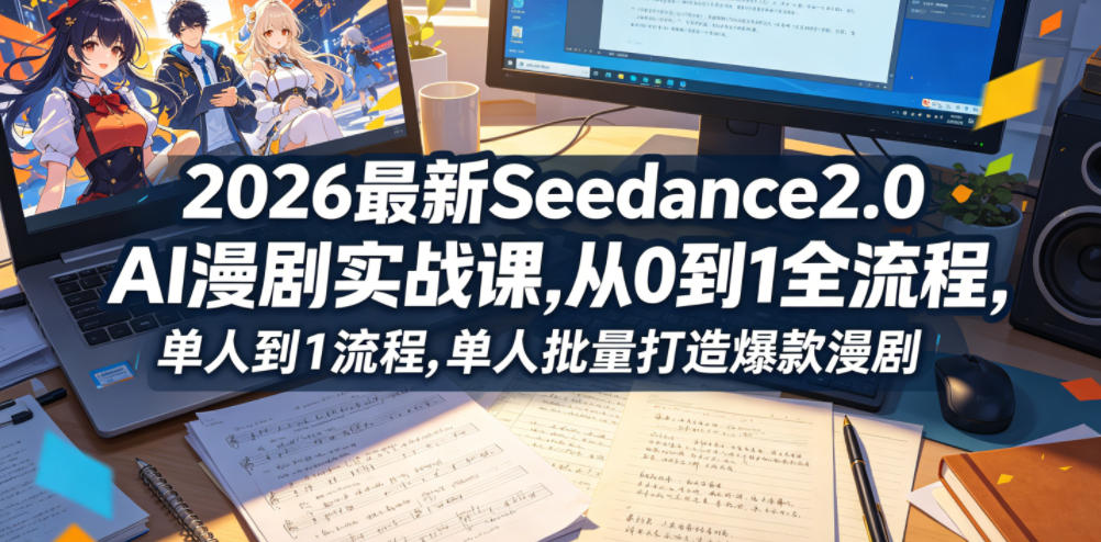 2026最新Seedance2.0 AI漫剧实战课,，从0到1全流程，单人批量打造爆款漫剧-轻创终点站