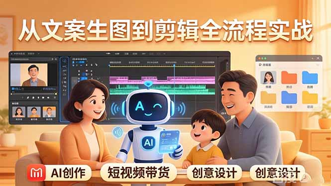 原创 AI 剧情短视频带货：AI+家庭剧情+带货广告，从文案生图到剪辑全流程实战-轻创终点站