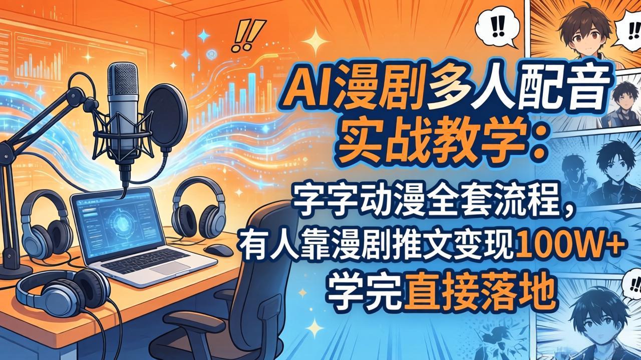 AI漫剧多人配音实战教学：字字动漫全套流程，有人靠漫剧推文变现100W+，学完直接落地-轻创终点站