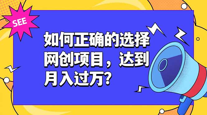 如何正确的选择网创项目，达到月入过万？，本课程教你正确选择项目。-轻创终点站