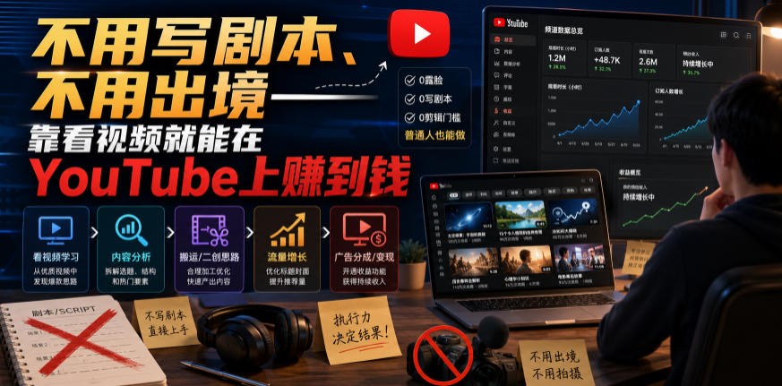 不用写剧本、不用出境——靠看视频就能在YouTube上賺到钱【原创双语字幕】-轻创终点站