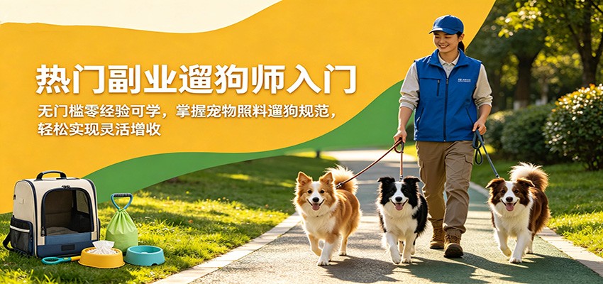 热门副业遛狗师入门，无门槛零经验可学，掌握宠物照料遛狗规范，轻松实现灵活增收-轻创终点站