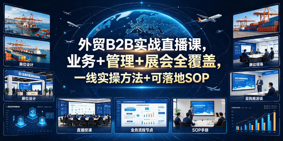 外贸B2B实战直播课,业务+管理+展会全覆盖,一线实操方法+可落地SOP-轻创终点站