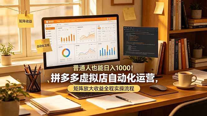 普通人也能日入 1000！拼多多虚拟店自动化运营，矩阵放大收益全程实操流程-轻创终点站
